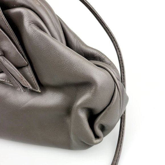 ASPECTS Grey Leather Crossbody Bag Thin Strap Basic Minimal Made in KOREA - Picture 10 of 14